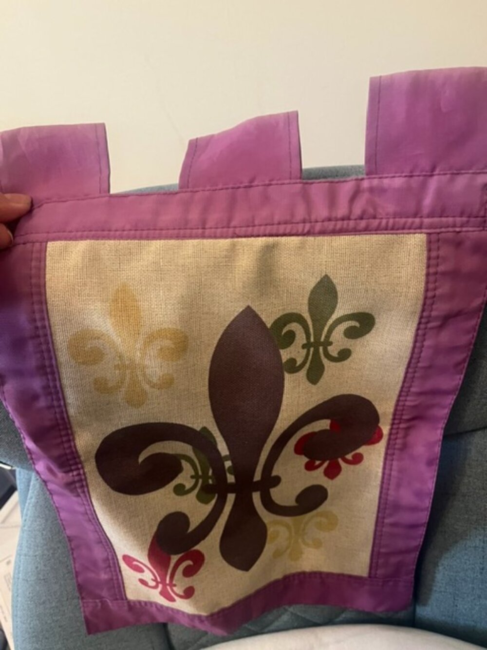 Purple & Fleur De Lis Design Garden Flag
